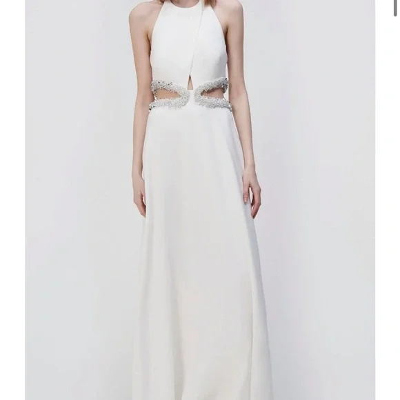 Jonathan Simkhai White Ruched Halter Sheath Dress - Picture 3 of 3